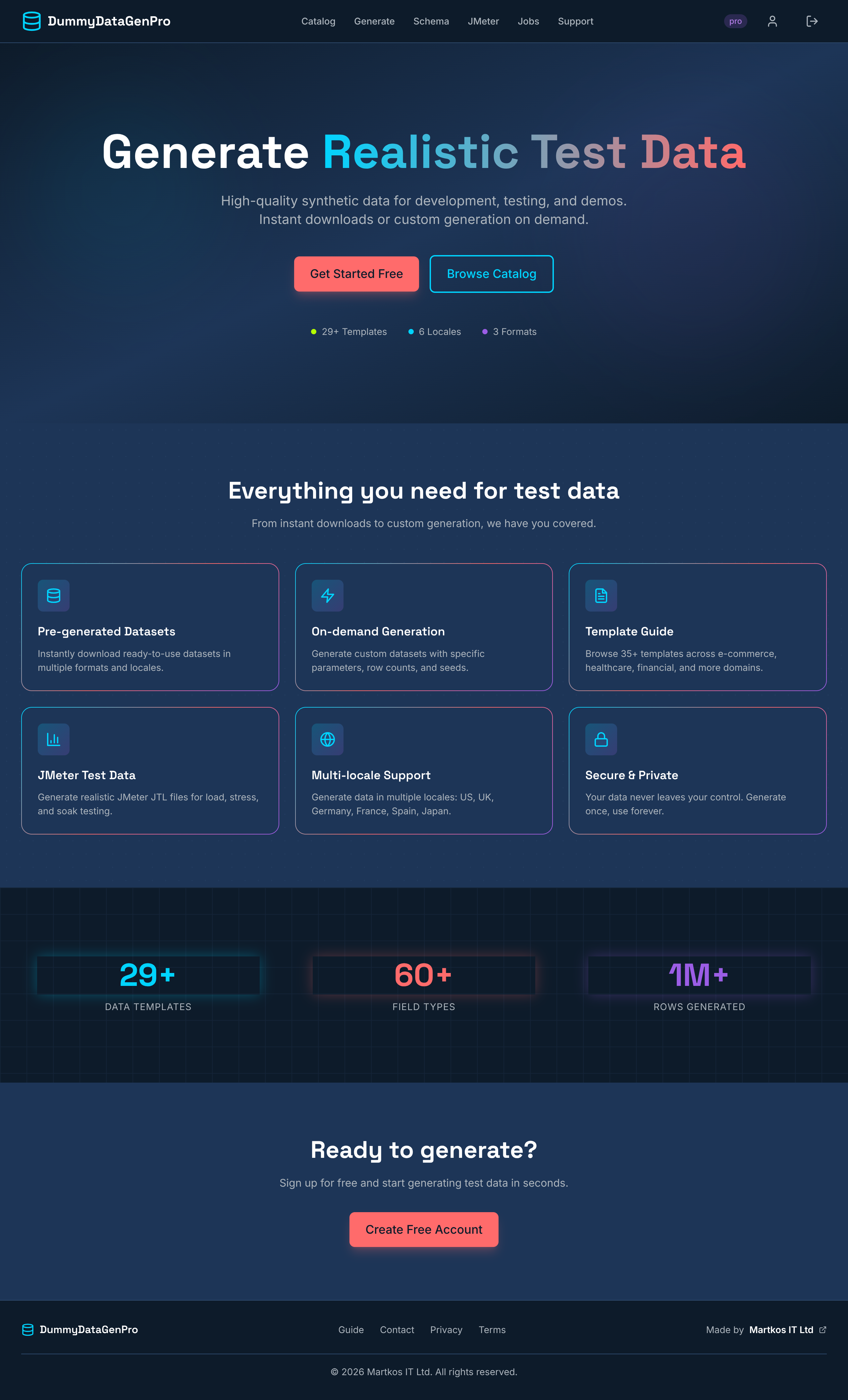 DummyDataGenPro Platform